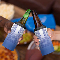 Philippines Barong Style 4 in 1 Can Cooler Tumbler with Polynesian Art and Leaf Motif Blue Color LT03 - Polynesian Pride