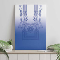 Philippines Barong Style Canvas Wall Art with Polynesian Art and Leaf Motif Blue Color LT03 - Polynesian Pride