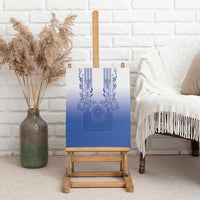 Philippines Barong Style Canvas Wall Art with Polynesian Art and Leaf Motif Blue Color LT03 - Polynesian Pride