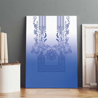 Philippines Barong Style Canvas Wall Art with Polynesian Art and Leaf Motif Blue Color LT03 - Polynesian Pride