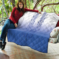 Philippines Barong Style Quilt with Polynesian Art and Leaf Motif Blue Color