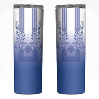 Philippines Barong Style Skinny Tumbler with Polynesian Art and Leaf Motif Blue Color LT03 Blue - Polynesian Pride