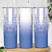 Philippines Barong Style Skinny Tumbler with Polynesian Art and Leaf Motif Blue Color LT03 - Polynesian Pride