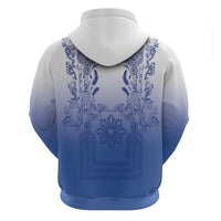 Philippines Barong Style Zip Hoodie with Polynesian Art and Leaf Motif Blue Color LT03 - Polynesian Pride