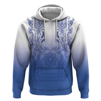 Philippines Barong Style Zip Hoodie with Polynesian Art and Leaf Motif Blue Color LT03 Pullover Hoodie Blue - Polynesian Pride