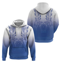 Philippines Barong Style Zip Hoodie with Polynesian Art and Leaf Motif Blue Color LT03 - Polynesian Pride