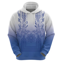 Philippines Barong Style Zip Hoodie with Polynesian Art and Leaf Motif Blue Color LT03 - Polynesian Pride