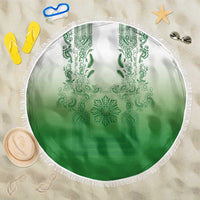 Philippines Barong Style Beach Blanket with Polynesian Art and Leaf Motif Green Color