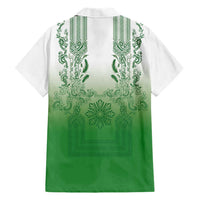Philippines Barong Style Family Matching Puletasi and Hawaiian Shirt with Polynesian Art and Leaf Motif Green Color LT03 - Polynesian Pride