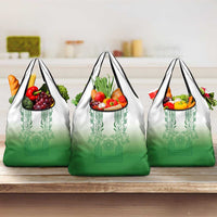Philippines Barong Style Grocery Bag with Polynesian Art and Leaf Motif Green Color LT03 3-pack One Size Green - Polynesian Pride