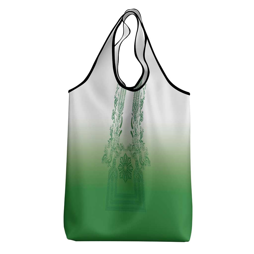 Philippines Barong Style Grocery Bag with Polynesian Art and Leaf Motif Green Color LT03 - Polynesian Pride