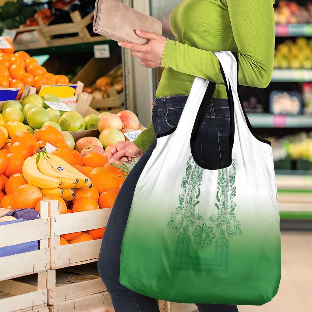 Philippines Barong Style Grocery Bag with Polynesian Art and Leaf Motif Green Color LT03 - Polynesian Pride