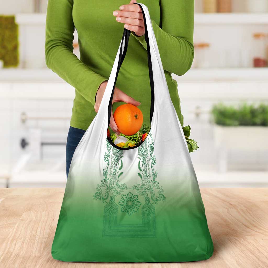 Philippines Barong Style Grocery Bag with Polynesian Art and Leaf Motif Green Color LT03 - Polynesian Pride
