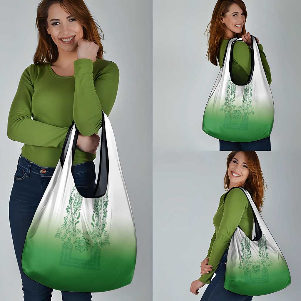 Philippines Barong Style Grocery Bag with Polynesian Art and Leaf Motif Green Color LT03 - Polynesian Pride
