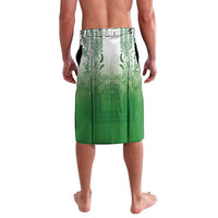 Philippines Barong Style Lavalava with Polynesian Art and Leaf Motif Green Color