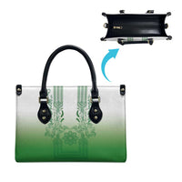 Philippines Barong Style Leather Bag with Polynesian Art and Leaf Motif Green Color