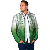 Philippines Barong Style Padded Jacket with Polynesian Art and Leaf Motif Green Color LT03 - Polynesian Pride