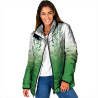 Philippines Barong Style Padded Jacket with Polynesian Art and Leaf Motif Green Color LT03 Women Green - Polynesian Pride
