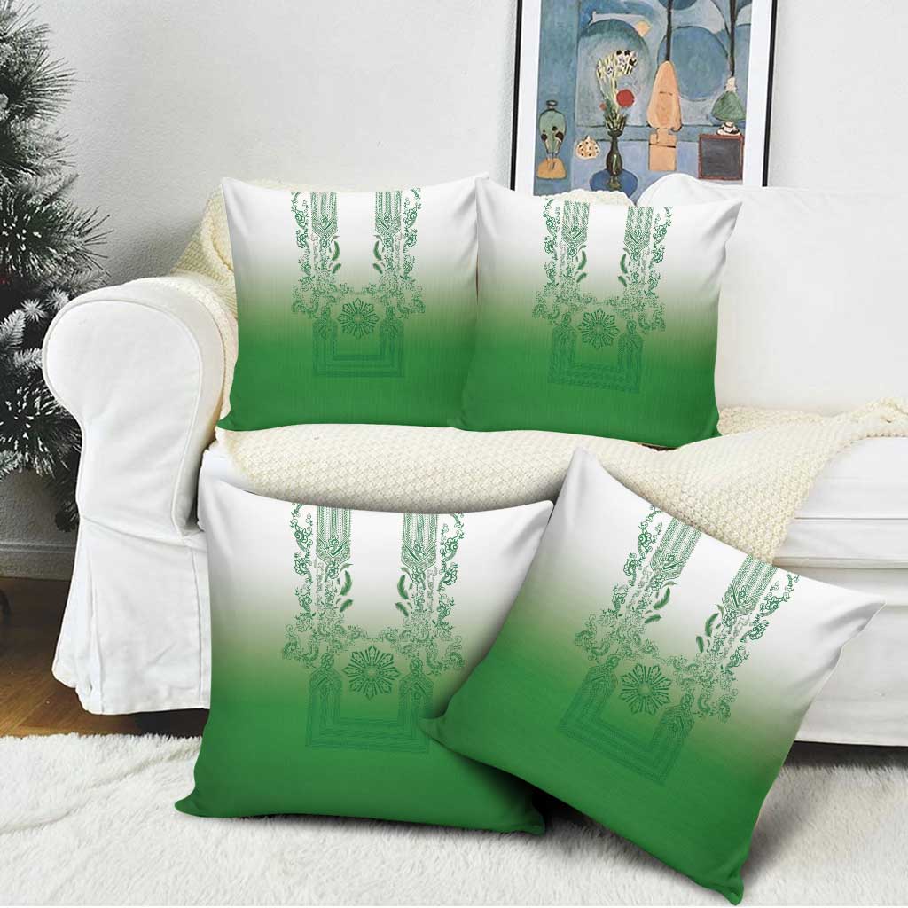 Philippines Barong Style Pillow Cover with Polynesian Art and Leaf Motif Green Color LT03 - Polynesian Pride