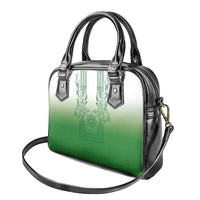 Philippines Barong Style Shoulder Handbag with Polynesian Art and Leaf Motif Green Color