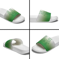 Philippines Barong Style Slide Sandals with Polynesian Art and Leaf Motif Green Color