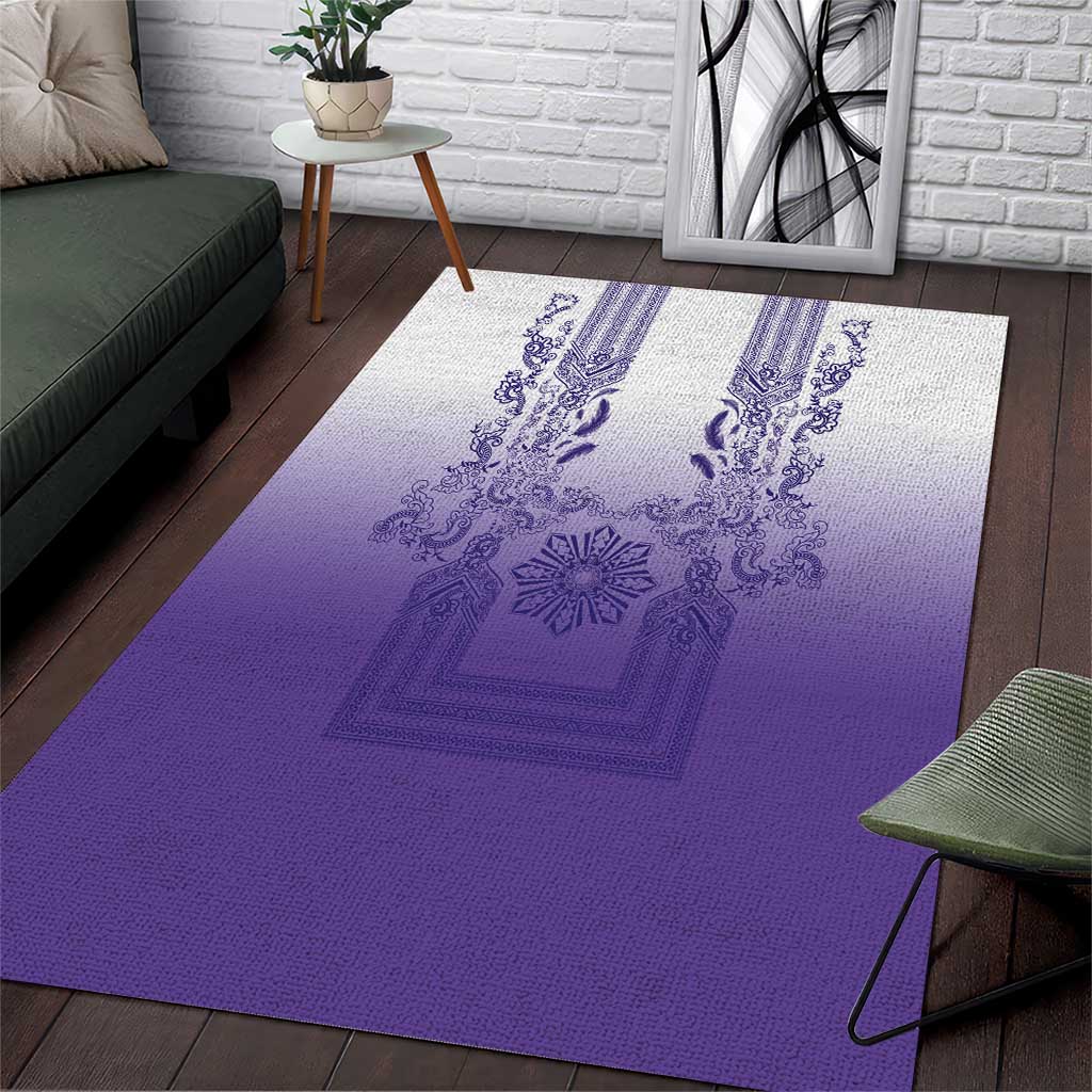 Philippines Barong Style Area Rug with Polynesian Art and Leaf Motif Purple Color LT03 Purple - Polynesian Pride