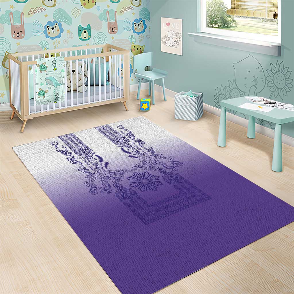 Philippines Barong Style Area Rug with Polynesian Art and Leaf Motif Purple Color LT03 - Polynesian Pride