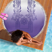 Philippines Barong Style Beach Blanket with Polynesian Art and Leaf Motif Purple Color