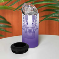 Philippines Barong Style 4 in 1 Can Cooler Tumbler with Polynesian Art and Leaf Motif Purple Color LT03 - Polynesian Pride