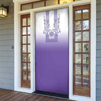 Philippines Barong Style Door Cover with Polynesian Art and Leaf Motif Purple Color