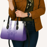 Philippines Barong Style Leather Bag with Polynesian Art and Leaf Motif Purple Color