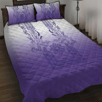 Philippines Barong Style Quilt Bed Set with Polynesian Art and Leaf Motif Purple Color LT03 Purple - Polynesian Pride