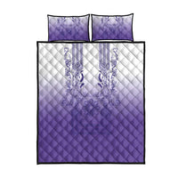 Philippines Barong Style Quilt Bed Set with Polynesian Art and Leaf Motif Purple Color LT03 - Polynesian Pride