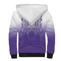 Philippines Barong Style Sherpa Hoodie with Polynesian Art and Leaf Motif Purple Color LT03 - Polynesian Pride