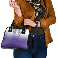 Philippines Barong Style Shoulder Handbag with Polynesian Art and Leaf Motif Purple Color