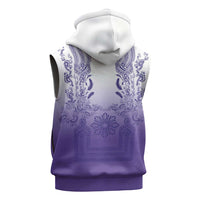 Philippines Barong Style Sleeveless Zip Hoodie with Polynesian Art and Leaf Motif Purple Color LT03 - Polynesian Pride