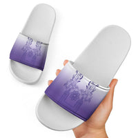 Philippines Barong Style Slide Sandals with Polynesian Art and Leaf Motif Purple Color
