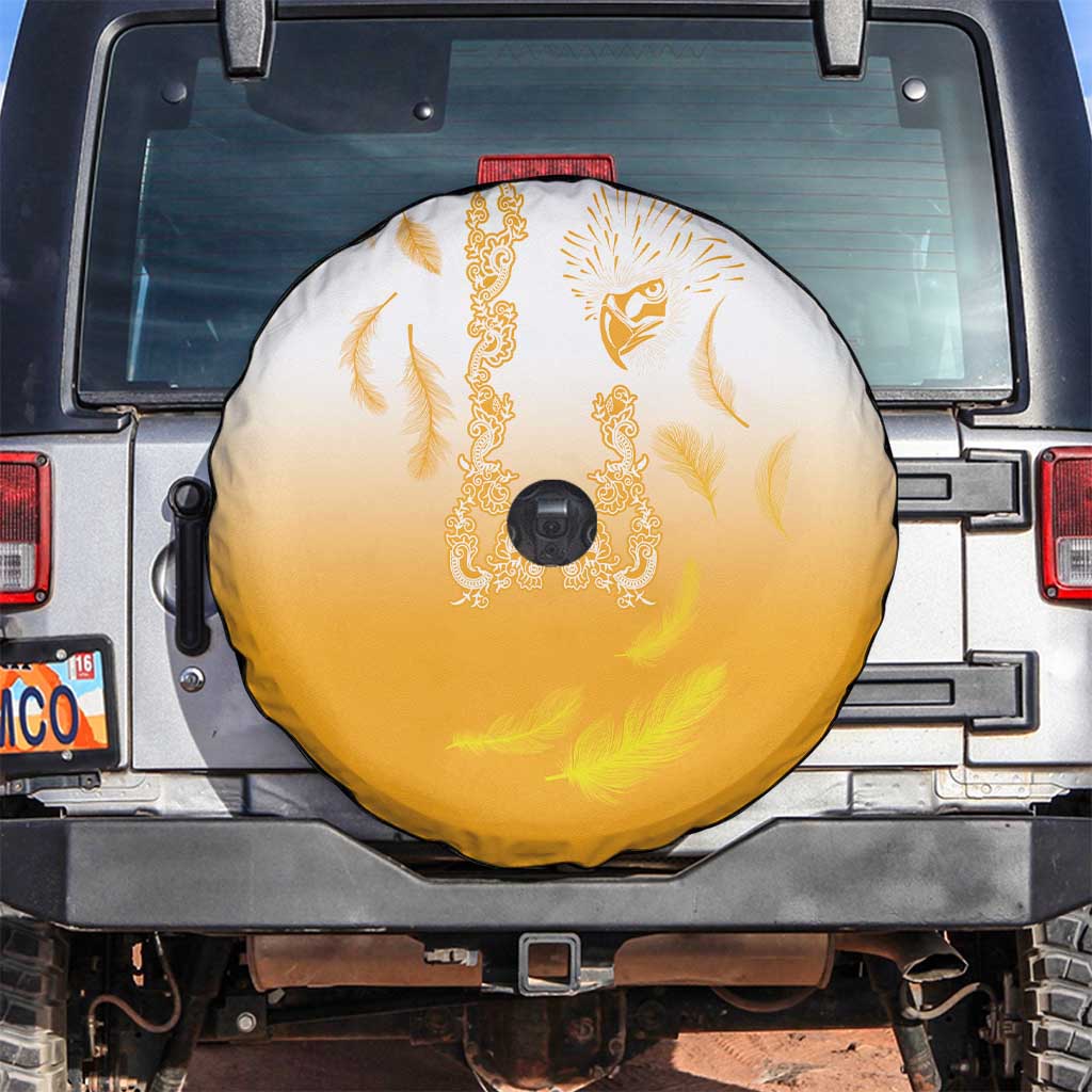 Philippines National Costume Style Spare Tire Cover Barong Tagalog and Eagle Feather Yellow Color