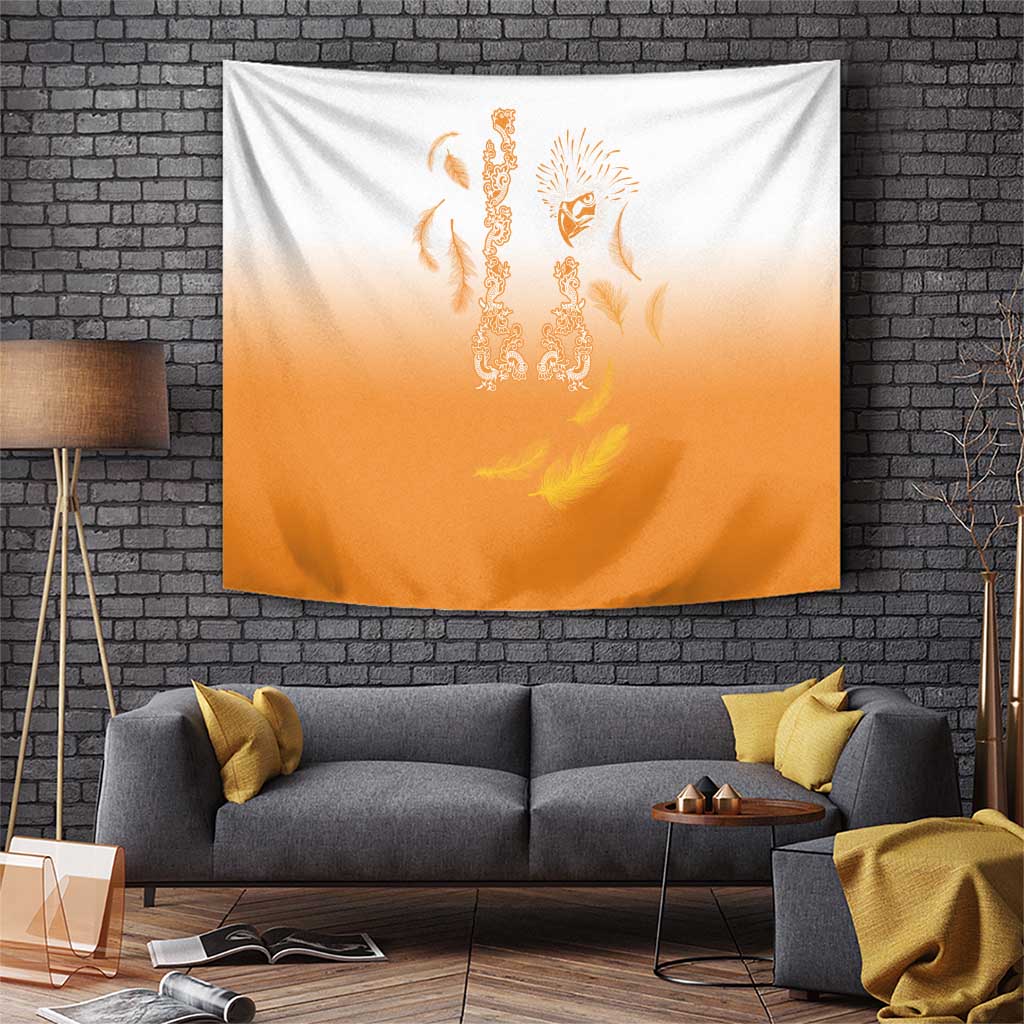 Philippines National Costume Style Tapestry Barong Tagalog and Eagle Feather Orange Color
