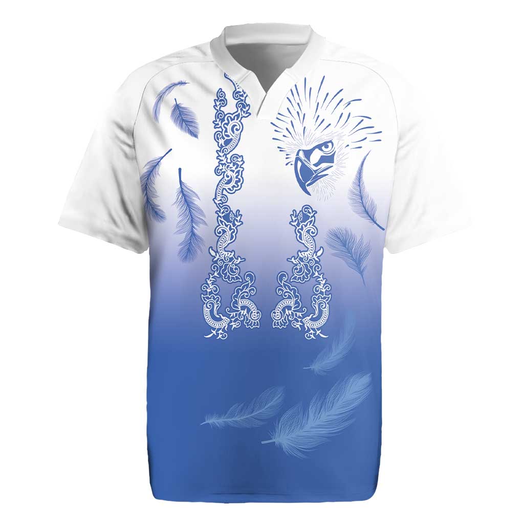 Philippines National Costume Style Rugby Jersey Barong Tagalog and Eagle Feather Blue Color