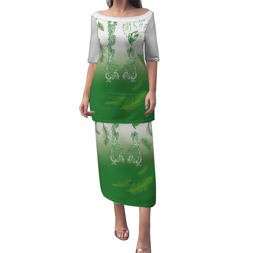 Philippines National Costume Style Puletasi Barong Tagalog and Eagle Feather Green Color