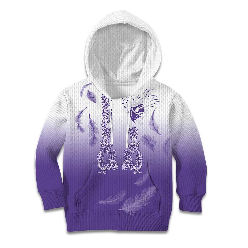 Philippines National Costume Style Kid Hoodie Barong Tagalog and Eagle Feather Purple Color