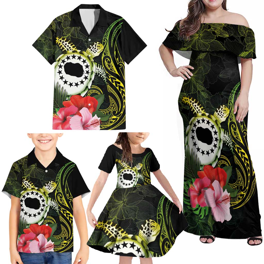 Kia Orana Cook Islands Family Matching Off Shoulder Maxi Dress and Hawaiian Shirt Turtle and Hibiscus Polynesian Pattern LT03 - Polynesian Pride