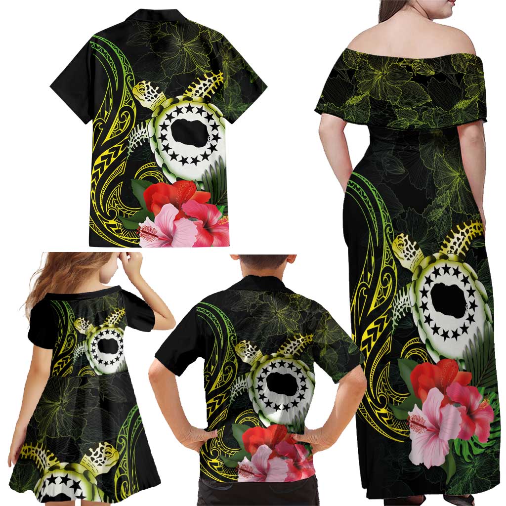 Kia Orana Cook Islands Family Matching Off Shoulder Maxi Dress and Hawaiian Shirt Turtle and Hibiscus Polynesian Pattern LT03 - Polynesian Pride