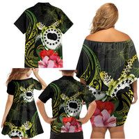 Kia Orana Cook Islands Family Matching Off Shoulder Short Dress and Hawaiian Shirt Turtle and Hibiscus Polynesian Pattern LT03 - Polynesian Pride