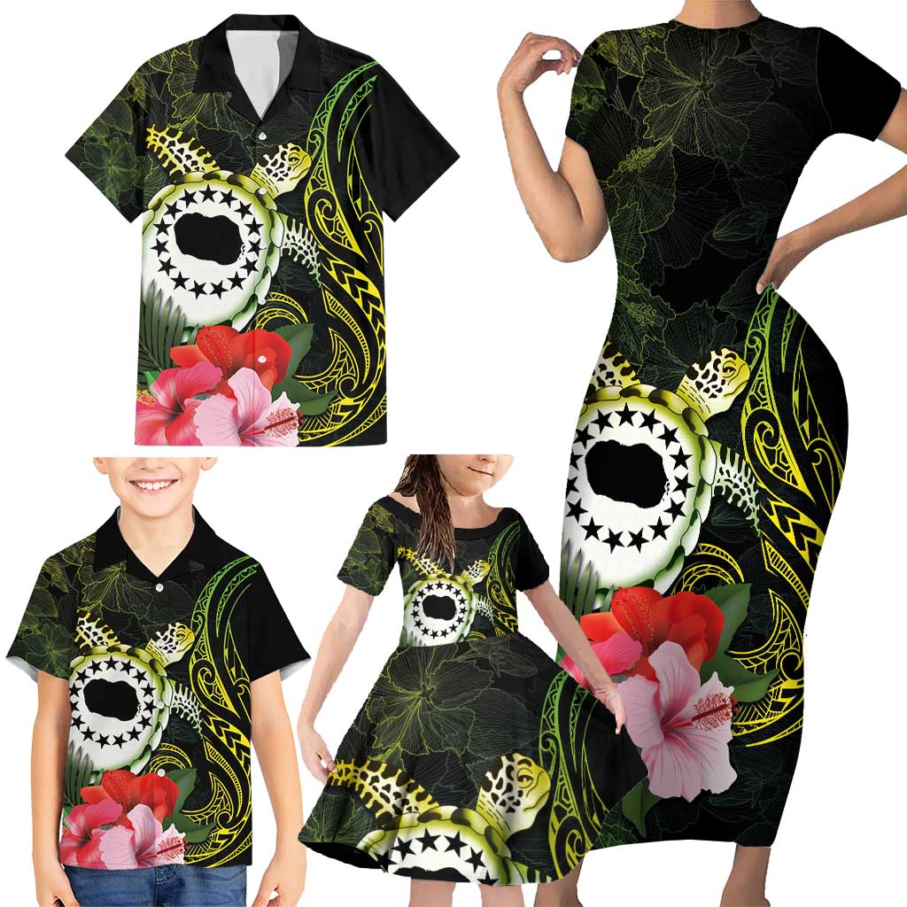 Kia Orana Cook Islands Family Matching Short Sleeve Bodycon Dress and Hawaiian Shirt Turtle and Hibiscus Polynesian Pattern LT03 - Polynesian Pride