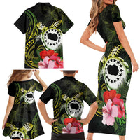 Kia Orana Cook Islands Family Matching Short Sleeve Bodycon Dress and Hawaiian Shirt Turtle and Hibiscus Polynesian Pattern LT03 - Polynesian Pride