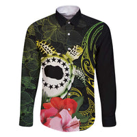 Kia Orana Cook Islands Family Matching Short Sleeve Bodycon Dress and Hawaiian Shirt Turtle and Hibiscus Polynesian Pattern LT03 Dad's Shirt - Long Sleeve Yellow - Polynesian Pride