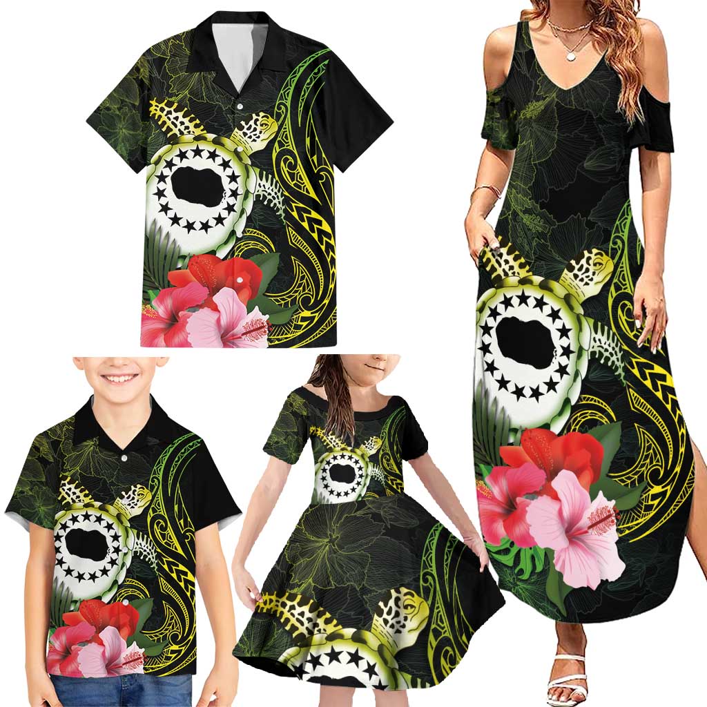 Kia Orana Cook Islands Family Matching Summer Maxi Dress and Hawaiian Shirt Turtle and Hibiscus Polynesian Pattern LT03 - Polynesian Pride