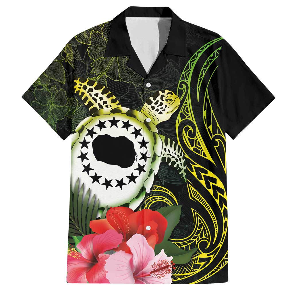 Kia Orana Cook Islands Family Matching Summer Maxi Dress and Hawaiian Shirt Turtle and Hibiscus Polynesian Pattern LT03 Dad's Shirt - Short Sleeve Yellow - Polynesian Pride